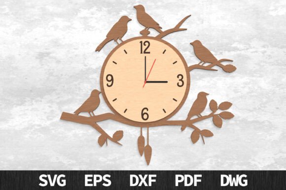 Birds on Branch Wall Clock - Laser Cut Designs