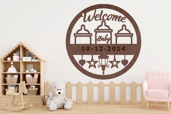 Charming Baby Welcome Wall Art Laser Cut SVG