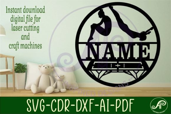 Custom Trampoline Name Sign SVG for Laser Cutting