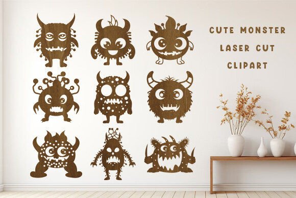 Cute Monster Laser Cut Clipart SVG Set: A Designer's Playful Toolkit