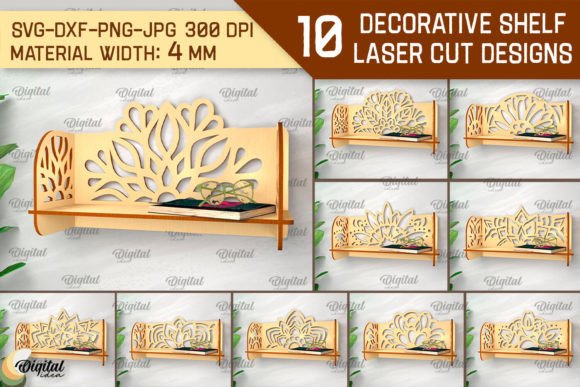 Decorative Flower Wall Shelfs Laser Cut: A Digital Design Asset