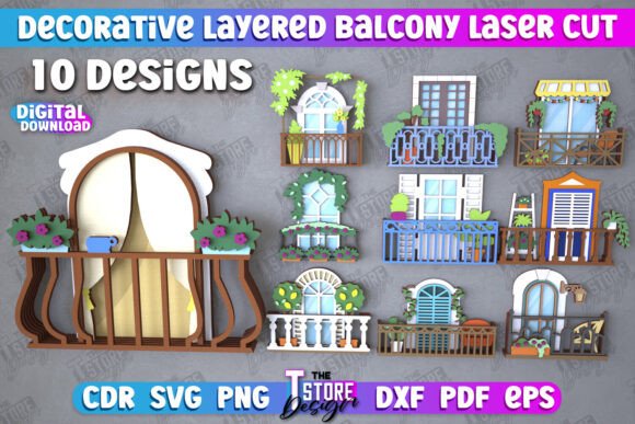 Decorative Layered Balcony Bundle | CNC and Wall Décor
