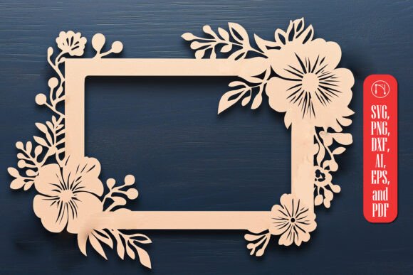 Elegant Paper Cut Floral Photo Frame SVG Cut File