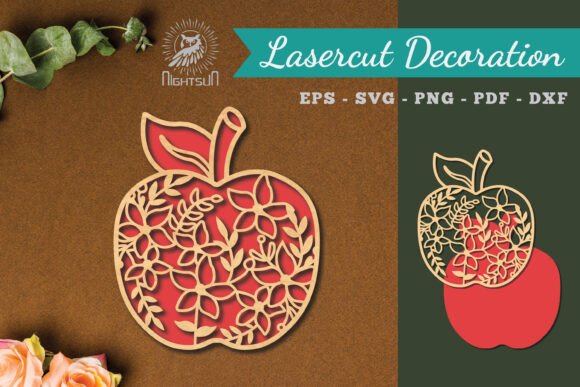 Floral Apple Laser Cut Decoration 1: Elevate Your Creative Projects