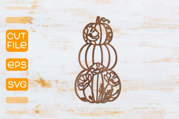 Floral Pumpkin Laser Cut SVG: Autumn Design Asset