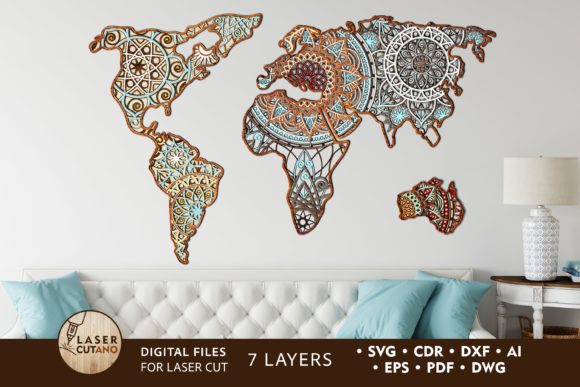 Laser Cut Files MANDALA MAP: A 3D Design for Your Walls