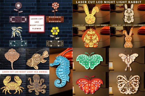 Laser Cut Night Led Light SVG Bundle for Designers