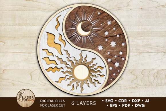 Multilayer Cut File Ornaments YIN YANG: A Symbolic Design for Your Projects