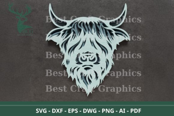 Multilayer Highland Cow Laser Cut File: A Charming Design Asset