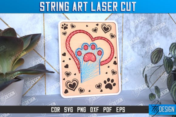 String Art Paw | Paintings Threads | CNC and String Art Laser Cut