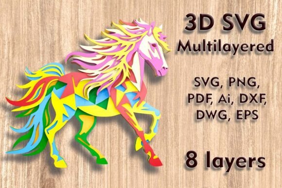 Stunning 3D Horse Wall Art with Multilayer SVG Files