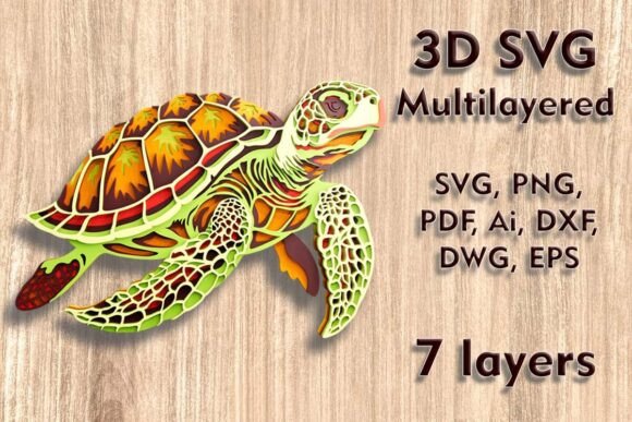 Stunning Sea Turtle 3D SVG Multilayer Laser Files for Crafters