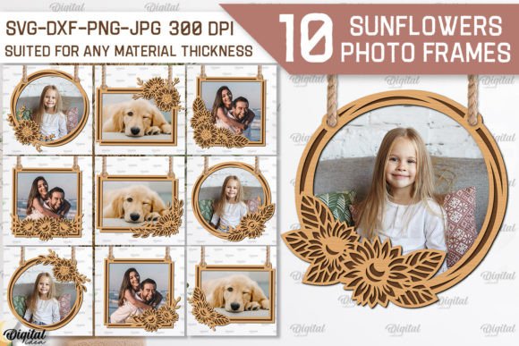 Sunflowers Photo Frames Laser Cut Bundle