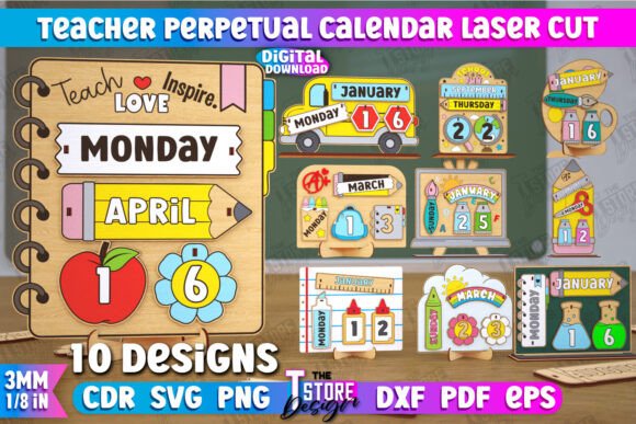 Teacher Perpetual Calendar Bundle | CNC