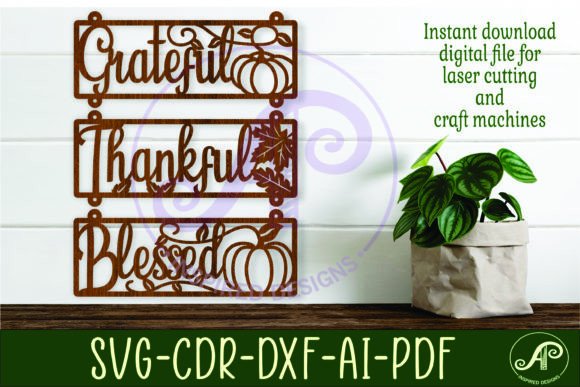 Thanksgiving Wall Sign: Grateful Thankful Digital Download