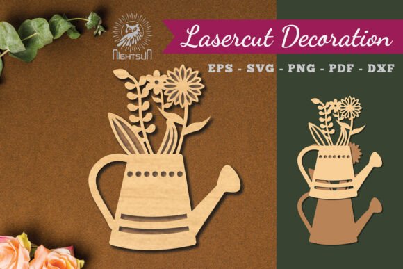Watering Can Flowers Laser Cut Design for Creative Projects